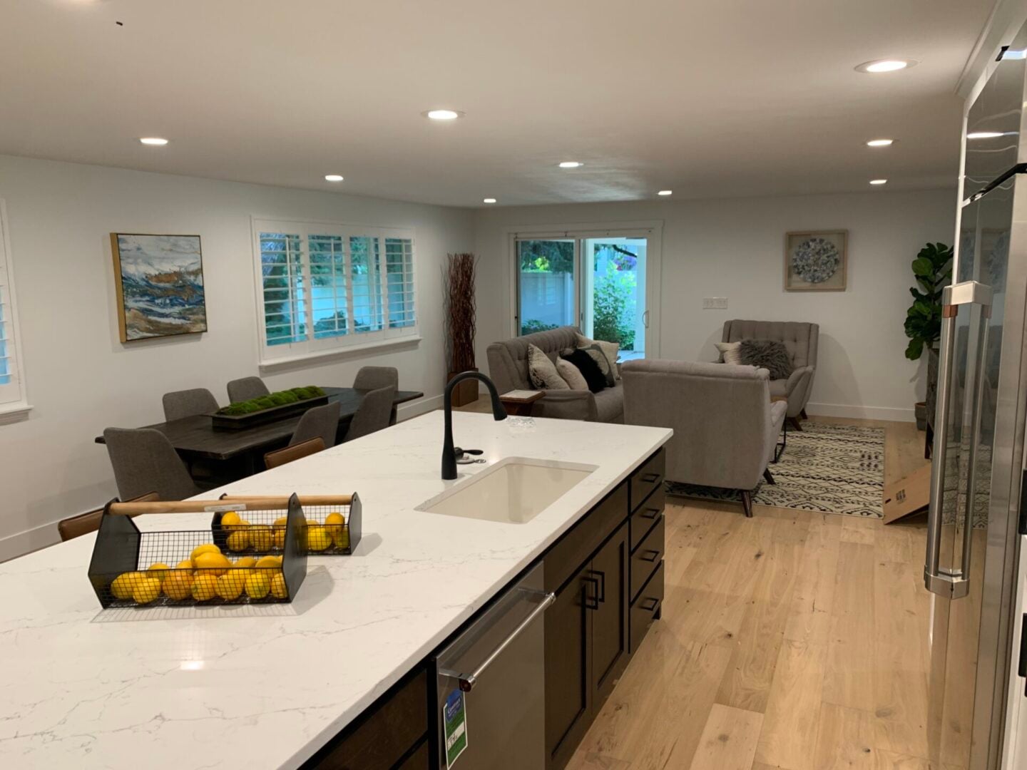 A basement remodeled kitchen with recessed lighting in Sandy UT