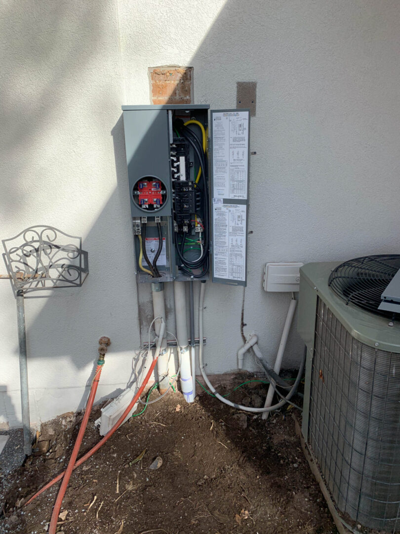 An electrical panel upgrade next to an air conditioner in Sandy Utah